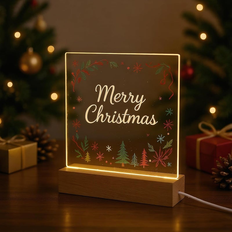 FRELWIM لوحة ملاحظات LED دافئة بحجم 5.9 × 5.9 بوصة مع ألوان، لوحة رسم وكتابة قابلة للمسح الجاف من الأكريليك الشفاف مع حامل - Image 3
